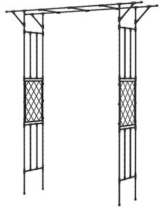 Outsunny Garden Arch, PE-Coated Steel Arbour Trellis for Climbing Plants, Rose Arch, 180 x 40 x 215 cm, Black