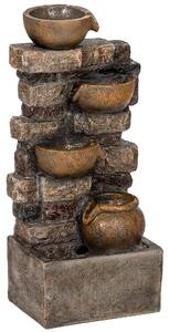 Outsunny 28" 5-Tier Outdoor Fountain, Cascading Waterfall Feature with LED Lights, Adjustable Flow, Rustic Brown