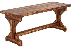Outsunny Rustic Wooden Garden Bench, Backless Outdoor Bench Patio Loveseat with X-Shape Base for Porch, Park, Carbonised Finish