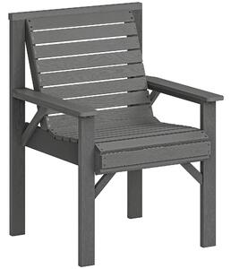 Outsunny Wooden Garden Dining Chair, Outdoor Chair Garden Armchair with Curved Seat and Wide Armrests, Grey Embossed Finish