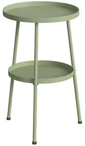 Outsunny Patio Side Table, 2-Tier Round Coffee End Table for Garden Balcony Living Room Bedroom, Light Green