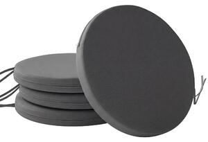 Outsunny Outdoor Bistro Chair Cushions Set of 4 with Removable Cover, 41 x 41 x 5 cm Round Seat Cushions with Ties, Dark Grey