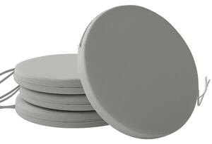 Outsunny Outdoor Bistro Chair Cushions Set of 4 with Removable Cover, 41 x 41 x 5 cm Round Seat Cushions with Ties, Light Grey