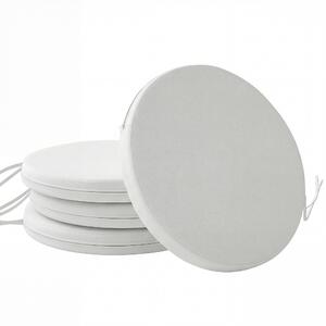 Outsunny Outdoor Bistro Chair Cushions Set of 4 with Removable Cover, 41 x 41 x 5 cm Round Seat Cushions with Ties, White
