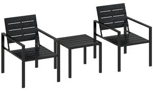 Outsunny 3 Pieces Garden Bistro Set for 2, Outdoor Bistro Table and Chairs with Metal Frame, Plastic Patio Furniture Set