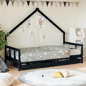 Bethel 90x200cm Wooden Children Daybed In Black