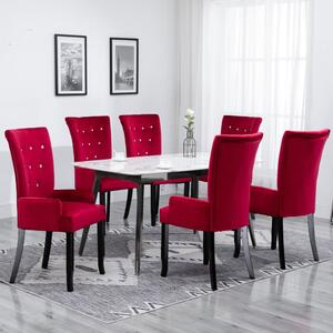 Dining Chair with Armrests 6 pcs Red Velvet