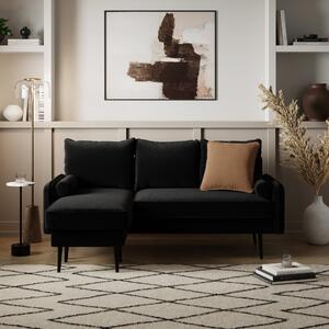 Cassie Velvet Reversible Corner Chaise Black