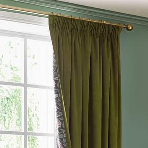 Portobella Thornton Floral Lining Pencil Pleat Curtains Olive