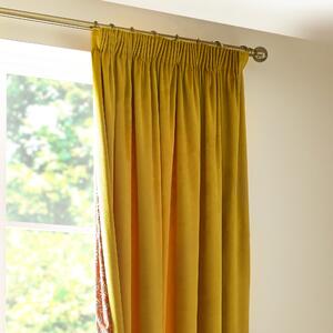 Portobella Cranbrook Floral Lining Pencil Pleat Curtains Gold