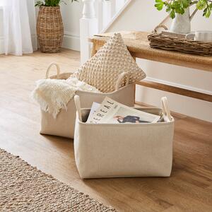 Set of 2 Fabric Storage Boxes Natural