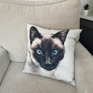 Christine Varley Siamese Cat Square Cushion Black