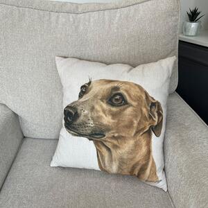 Christine Varley Whippet Square Cushion Brown