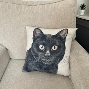 Christine Varley Black Cat Square Cushion Black