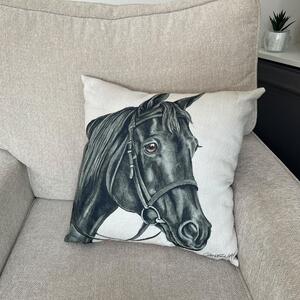 Christine Varley Black Horse Square Cushion Grey