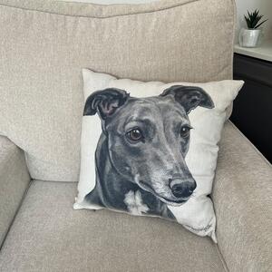 Christine Varley Greyhound Square Cushion Grey
