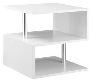 HOMCOM Sinuous Storage: S-Shape Coffee Table with 2-Tier Shelves, Versatile Living Room & Home Office Organizer, Crisp White