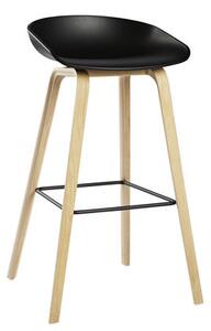 About a stool AAS 32 Bar stool - H 75 cm - Plastic & wood legs by Hay Black