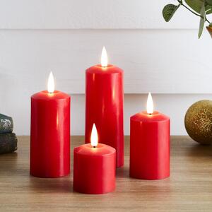 4 TruGlow® Red Slim LED Candles