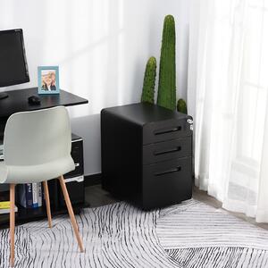 39 x 48 x 48.5cm Letters and Legal-sized Files Vinsetto Mobile File Cabinet Steel Lockable with Pencil Tray and Casters Home Filing Furniture for A4 Black 