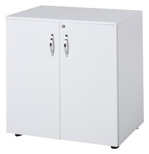 Vinsetto 2-Tier Locking Office Storage Cabinet File Organisation w/ Feet Melamine Coating Aluminium Handles 2 Keys Stylish White