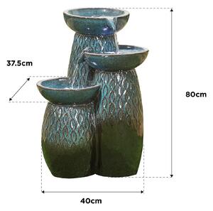 Stylish Fountain Glazed Trio Water Feature with LEDs