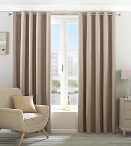 Riva Home Eclipse Blackout Lined Ready Made Eyelet Curtains Natural