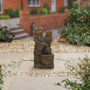 Stylish Fountain Fence Post Pours Water Feature with LEDs