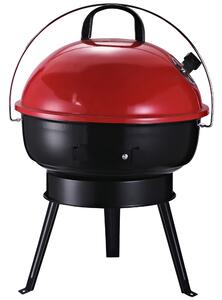 Outsunny Charcoal BBQ Charcoal Grill Metal Portable Tripod Grill Black Red