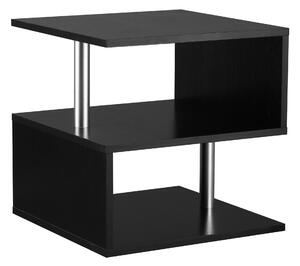 HOMCOM Coffee End Table S shape 2 Tier Storage Shelves Organizer Versatile Home office furniture (Black)