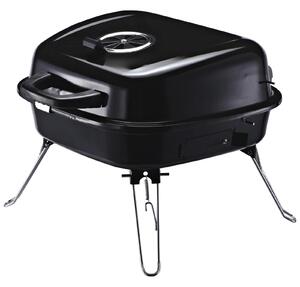 Outsunny Portable Charcoal Grill Charcoal BBQ Iron Steel Grill w/ Grid Black