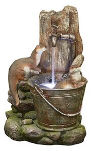 Stylish Fountain Playful Otters Water Feature with LEDs