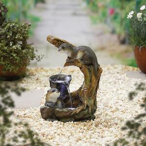 Stylish Fountain Otters Element Water Feature with LEDs