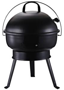 Outsunny Charcoal BBQ Charcoal Grill Metal Portable Tripod Grill Black