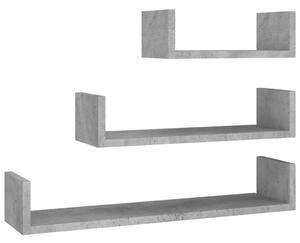 Wall Display Shelf 3 pcs Concrete Grey Engineered Wood