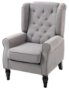 HOMCOM Wood Fabric Accent Armchair Home Furniture Retro Tufted Club Grey