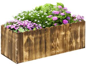 Outsunny 70L Garden Flower Raised Bed Pot Wooden Outdoor Large Rectangle Planter Vegetable Box Outdoor Herb Holder Display (80L x 33W x 30H (cm))