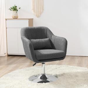 HOMCOM Swivel Accent Chair for Living Room Contemporary Vanity Armchair with Adjustable Height Thick Cushion Lumbar Support Armrest Dark Grey