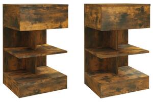 Bedside Cabinets 2 pcs Smoked Oak 40x35x65 cm Engineered Wood