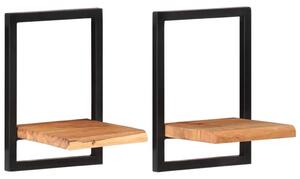 Wall Shelves 2 pcs 25x25x35 cm Solid Wood Acacia and Steel