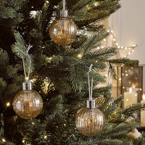 Gold Glass LED Christmas Bauble Trio