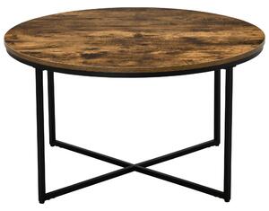 HOMCOM Coffee Table, Industrial Round Side Table with Metal Frame, Large Tabletop for Living Room, Bedroom, Rustic Brown