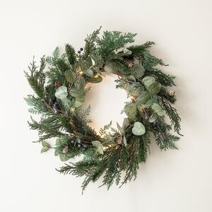 40cm Frosted Berry & Pinecone Wreath Micro Light Bundle