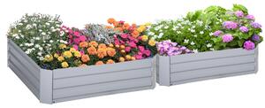 Outsunny Set of 2 Raised Garden Bed, Elevated Planter Box with Galvanized Steel Frame for Growing Flowers, Herbs, 1m x 1m x 0.3m