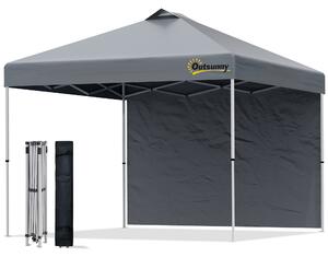 Outsunny 3x(3)M Pop Up Gazebo Tent with 1 Sidewall, Roller Bag, Adjustable Height, Event Shelter Tent for Garden, Patio, Grey