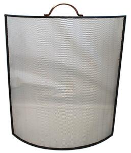 Black Curved Fire Screen Copper Handles