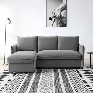 Lucie Velvet Corner Double Sofa bed Grey
