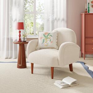 Bodie Chunky Boucle Curved Accent Chair Ivory