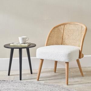 Genoa Boucle and Natural French Cane Chair Natural