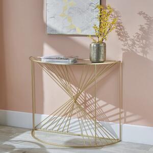 Liberty Glass and Gold Half Moon Console Table Gold